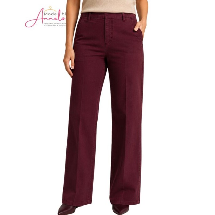 Anna Montana broek 1045 Mila wide flexi Milano- Burgundy Anna Montana broek 1045 Mila wide flexi Milano- Burgundy